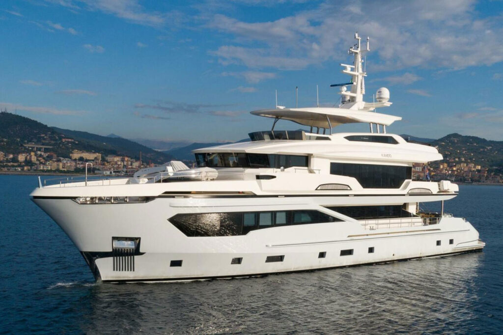 The AvA Yachts Kando 110 Lady Caroline cruising